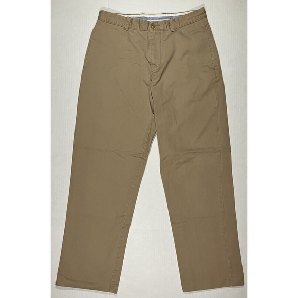 J.CREW Other - J Crew Pants Essential Chino Tan Khaki Flat Front Slash Pockets Men Size 32 X 29